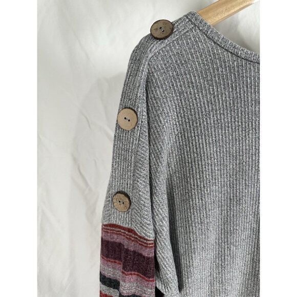 Cure Women’s Color Block Blouse Striped 3/4 Sleeve Top Size 1X Plus Casual Top - Picture 7 of 10